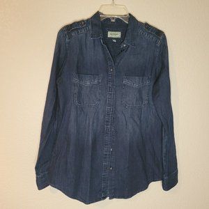 Express Women's Denim Button Down Long Sleeve Shirt